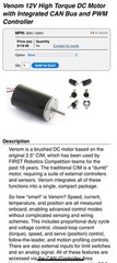5 Venom 12V High Torque Brushed DC Motor/ Motors w/ Integrated CAN BCB-10001