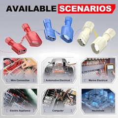 High Quality 100 Pcs Blue Nylon Spade Terminals 16-14 AWG, Corrosion-Resistant