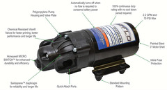 EF2200-QA-BOX 2.2GPM 12V Diaphragm Pump-Quick Attach Port, Black