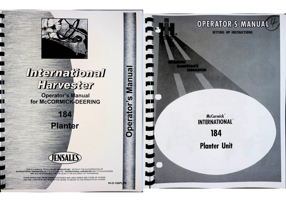 IH International 184 Planter Owners Operators Manual