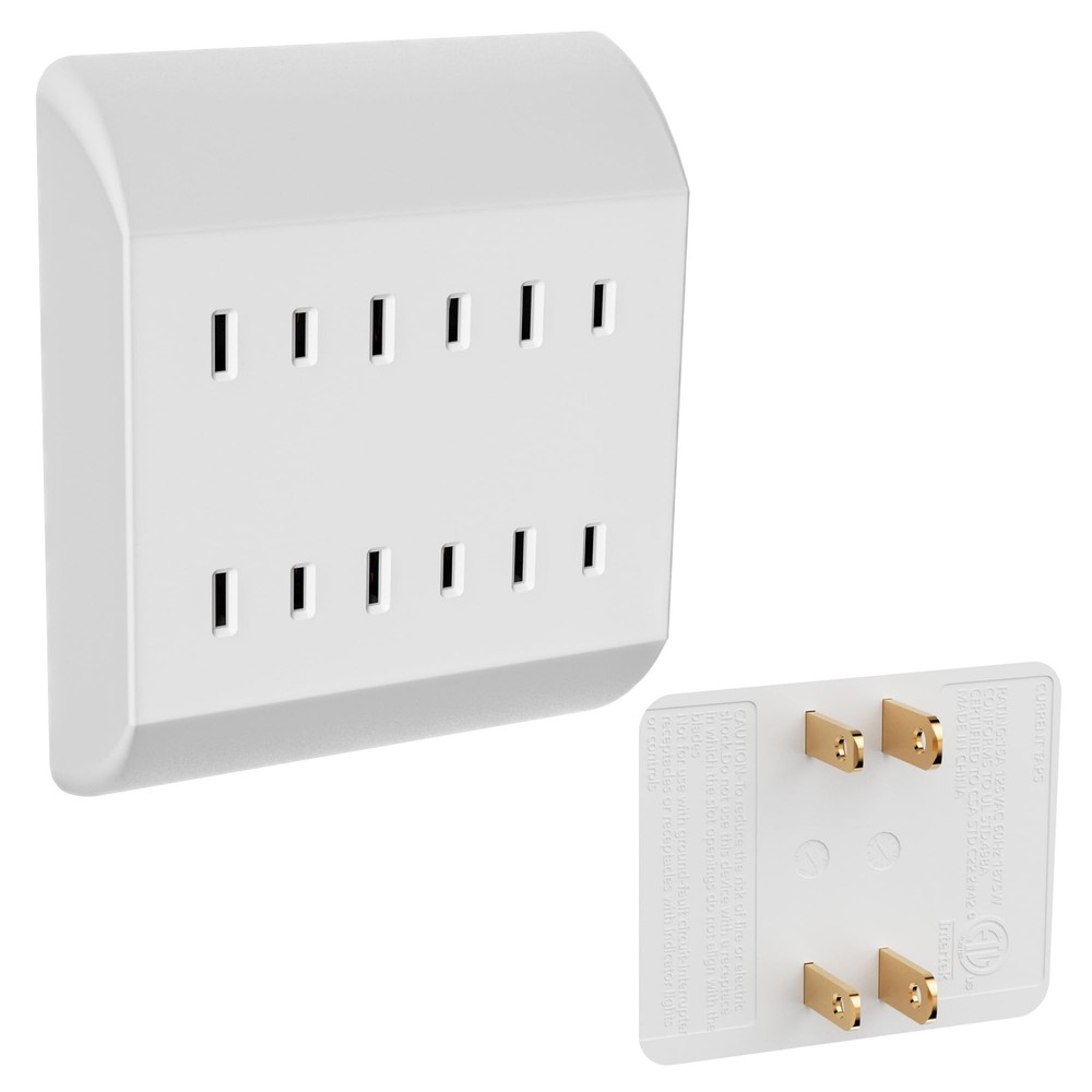 2-Prong 6-Outlet Extender, Multi Plug Outlet with 6 Electrical Outlets White