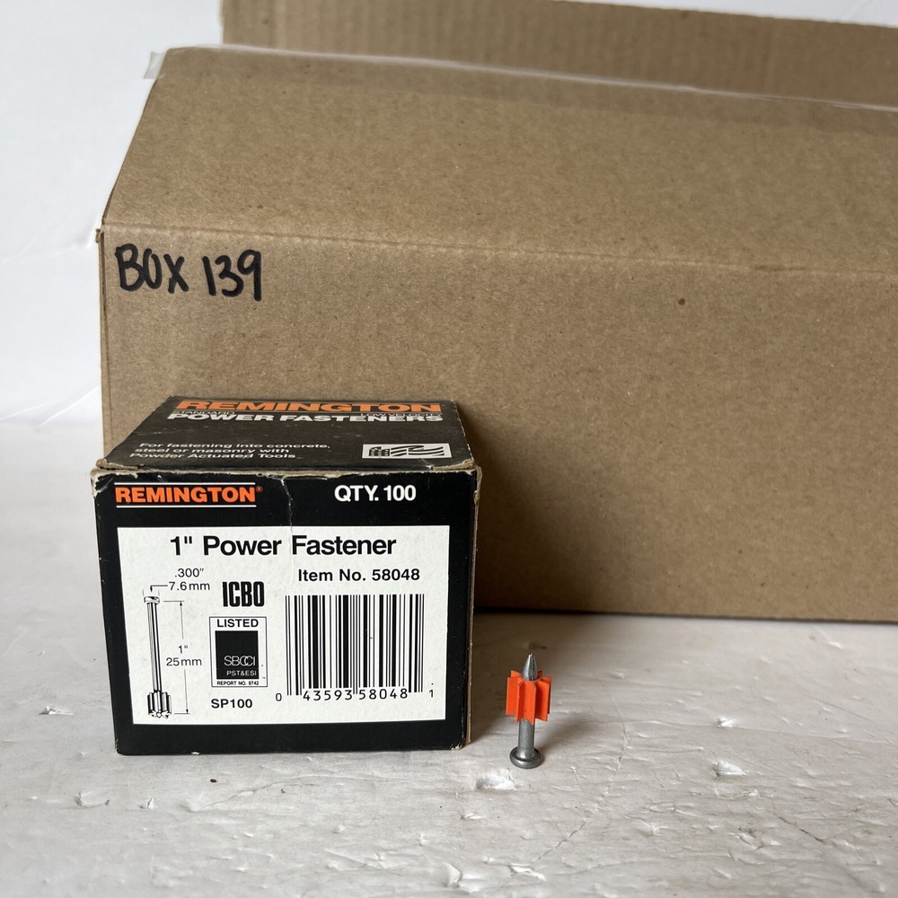 Qty In Box-86 REMINGTON 1″ POWDER ACTUATED FASTENERS, No.58048