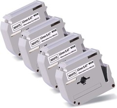 4-Pk/Pack Label Tape for Brother P-Touch eqv M231 M-K231 MK231 12mm Black/White