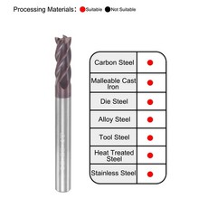 5mm Dia 5mm Shank 50mm HRC55 Carbide AlTiN Coated 4 Flute Square End Mill New