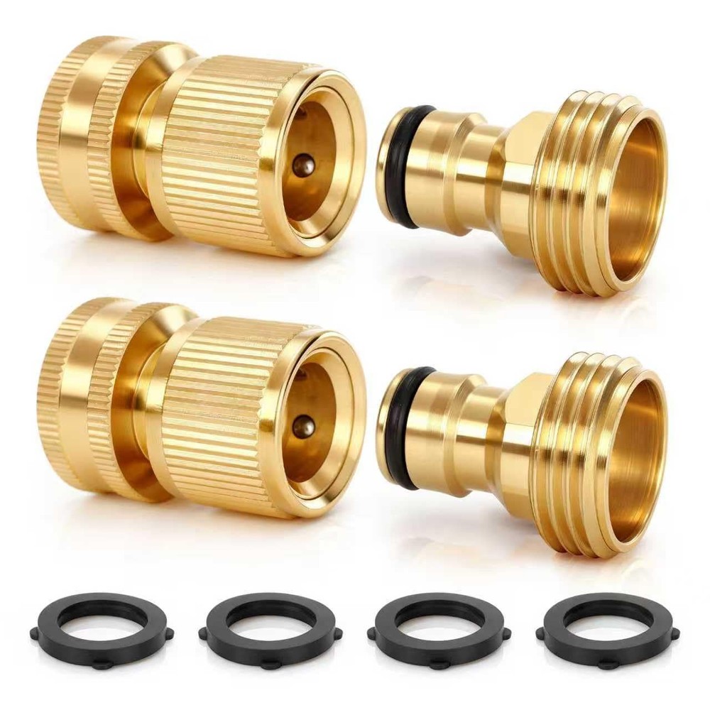 Garden Hose Quick Connect, Solid Brass 3/4 Inch GHT Inch,