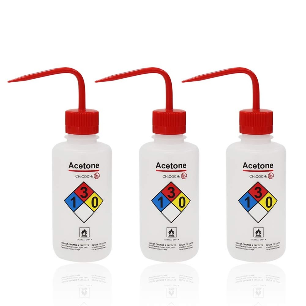 Acetone Narrow Mouth Wash Bottles, 3pcs of Vol.500ml, LDPE Material, WBA500-003