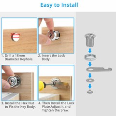 20mm Cylinder Cam Key Locks Tool Box File Cabinet Desk Drawer 4Pcs/Set w/ 8 Keys