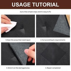 2PCS Self-Adhesive Vinyl Repair Patch Tape, 4×8 Inches for Furnit Color: Black