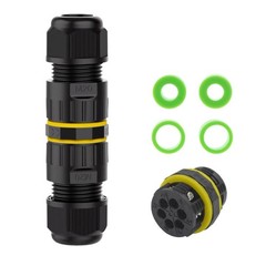 6 Pin Waterproof Electrical Wire Connector IP68, 5-12mm, 16A 450V, 2 Pack