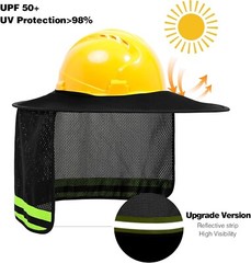 3 Pack Black Hard Hat Sunshield Upgrade Full Brim Neck Sunshade Cover