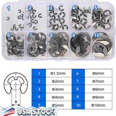 E Clips C Circlip Stainless Steel Kit Retaining Ring Assorted 1.5 to 10mm 120Pcs