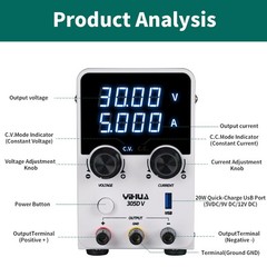 YIHUA 305D-V DC Power Supply 0-30V 0-5A Adjustable Digital Lab Bench Supply