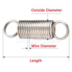 0.4mm Wire Dia. 4mm Outside Dia. Extension Springs 304 Stainless Steel