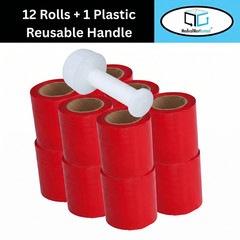 Cast Narrow Banding Stretch Wrap 5″x 1000′ 80 Gauge 12 Rolls Red Shrink Flim