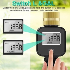 Brass Water Flow Meter with LCD-Accurate Gallon/Liter Measurement,Garden Hose,a