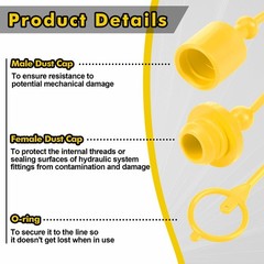 Tondiamo 10sets Hydraulic Dust Caps & 1/2 inch, Red,Blue,Black,Yellow,Green