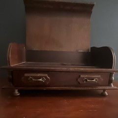 London Leather Wood Roll Top Desktop Organizer with Drawers