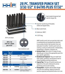 60 Piece Transfer Punch Set – Heat Treated Steel