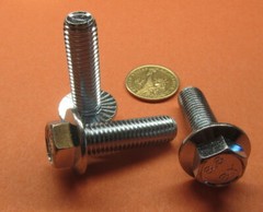 Flanged Serrated Bolt, Class 8.8 Zinc Steel, FT, M12 x 1.75 x 40 mm Length, 10Pc