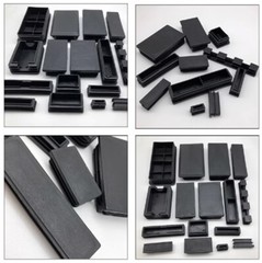 Rectangular Plastic End Caps Tube Inserts Blanking Ribbed Rectangle Plugs Black