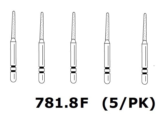 Premier Dental TWO STRIPER Diamond Round End Taper #781.8F 5/PK USA