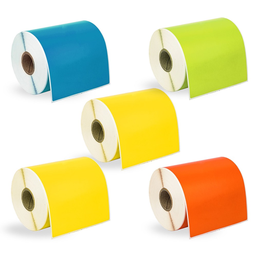 ZEBRA 4×6 COLOR COMBO Labels 1″ Core 5 Rolls: 2 YELLOW 1 ea BLUE GREEN ORANGE
