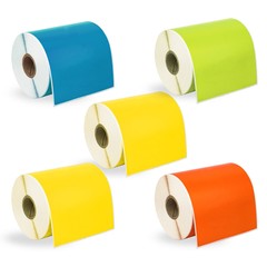 ZEBRA 4×6 COLOR COMBO Labels 1″ Core 5 Rolls: 2 YELLOW 1 ea BLUE GREEN ORANGE