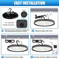 150 Watts UFO LED Light High Bay 5000K Warehouse Commercial Lighting 22500 Lumen