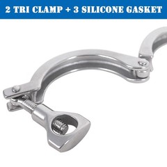 2 Pack 1.5 inch Tri Clamp with 3 Silicone Gasket, 304 Stainless Steel Heavy D…