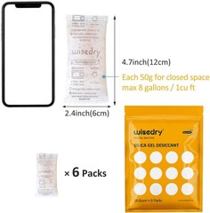 6-Pack 50g Rechargeable Silica Gel Bags with Color Change Indicator for Safety