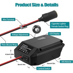 DC 20V to 12V Step Down Converter Adapter for Parkside X20V Team Battery W/ Wire