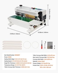 VEVOR Continuous Bag Band Sealing Machine, 0.24-0.47 in/6-12 mm Seal Width