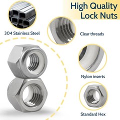 Durable 304 Stainless Steel Nylon Insert Locknuts – 150 Pack for Versatile Use