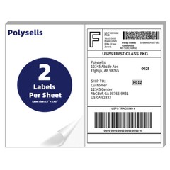 Shipping Labels 8.5×5.5 half sheet Self Adhesive 2 Per Sheet POLYSELLS 2UP