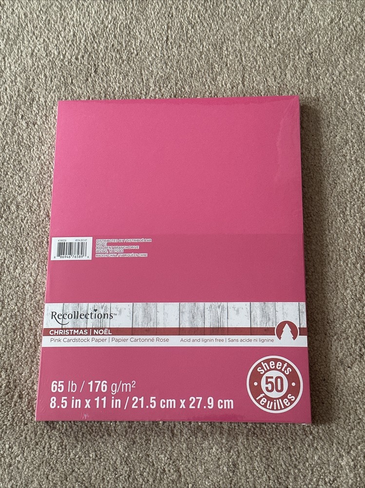 8.5 x 11″ Pink Bright Color Card Stock Paper – 65lb Cover – 50 Sheets Per Pack