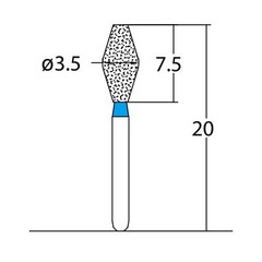 Double Conical, Symmetrical, Short 3.5 mm Dia. Medium Grit Dental Bur 25 Pcs
