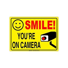 SIGNOGRAFX SMILE YOU’RE ON CAMERA SIGN, 10×7 inches Indoor and Outdoor use