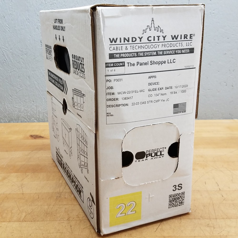 Windy City Wire 22-03 OAS STR CMP Ylw JC, 22AWG, WCW Item#: WCW-22/3YEL-WC – NEW