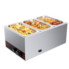 VEVOR Commercial Food Warmer Buffet Bain Marie 1500W Steam Table with Power Cord