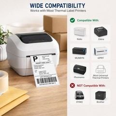 PACKZON 4×6 Direct Thermal Shipping Labels – 500 Fanfold 1 Stack, White
