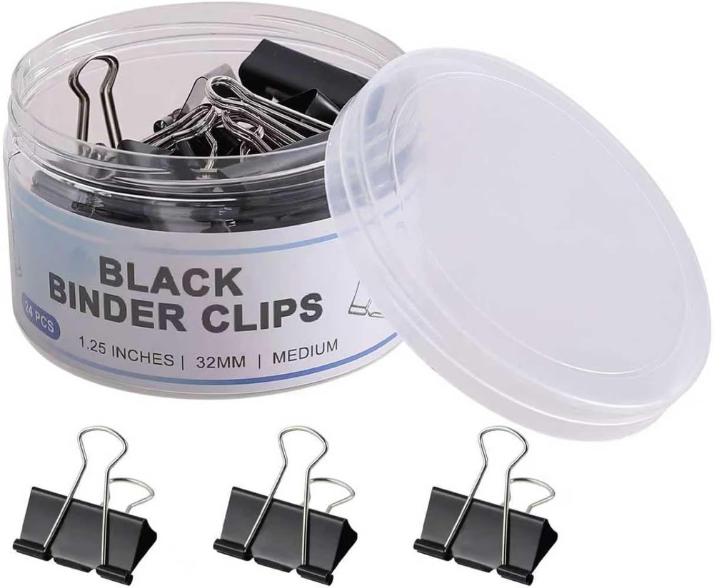 Medium Binder Clips 1.25 Inch, 24 Pcs for Home, Office, High Power Portable