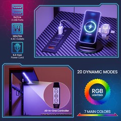 Gaming Desk with Power Outlet & LED Light 44 Inch Computer Office Desk with Hook