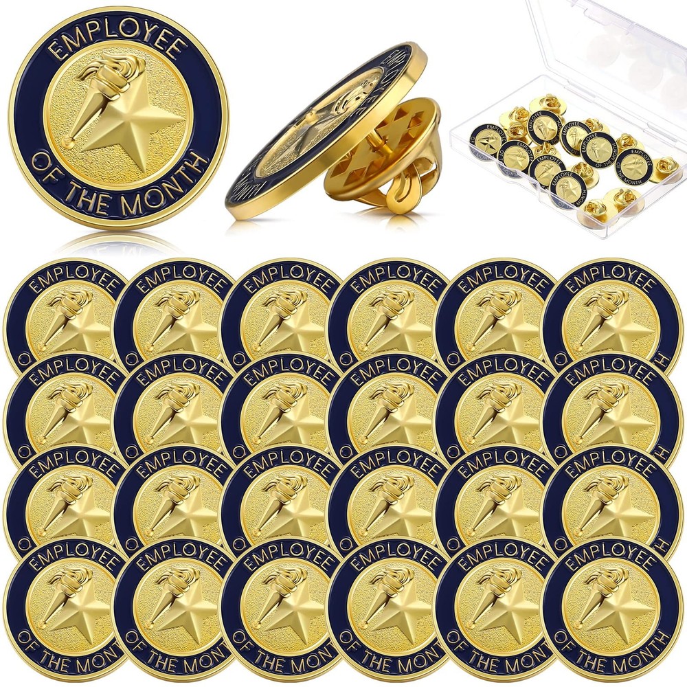 Dingion 24 Pcs Employee of The Month Lapel Pin 24 Count (Pack 1), Silver