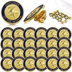 Dingion 24 Pcs Employee of The Month Lapel Pin 24 Count (Pack 1), Silver