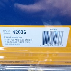 YELLOW JACKET 42036 2-Valve Charging Manifold Gauge & Hose Set R-32 R-454B 410A