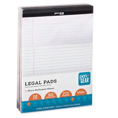 Pen + Gear Wide Ruled Legal Pads, 8.5″X11″, White, 50 Sheets, 12 Pack