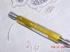 Vermont Gage M8.0 X 1.00 6H Thread Plug Gage GoPD 7.350 NoGO 7.500 TPG-11-53