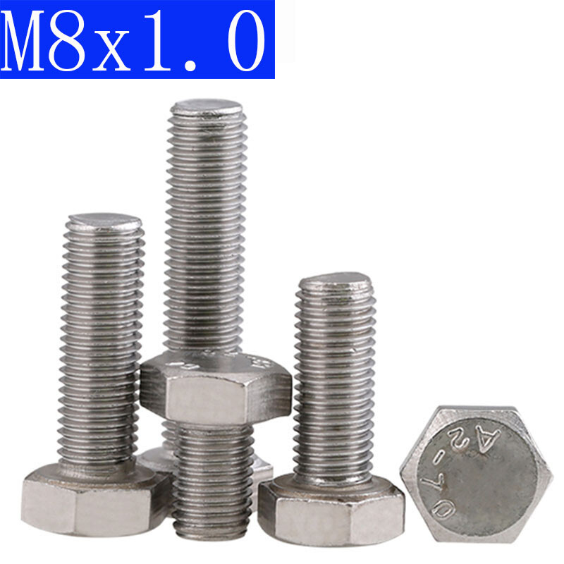 M8 – 1.0 Fine Thread 304 Stainless Steel Hex Cap Bolt / Screw DIN 933 Tap A2