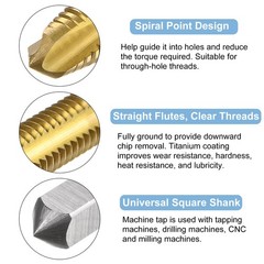 4pcs Spiral Point Plug Tap M5x0.8 Titanium Coated