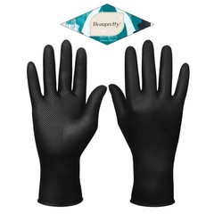 10Pcs Reusable Durable Latex Gloves Black Hair Dye Gloves for Salon Use